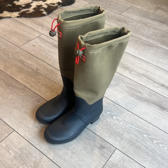Hunter regent st James canvas and rubber olive and black tall rain boots size 8 - Picture 10 of 15